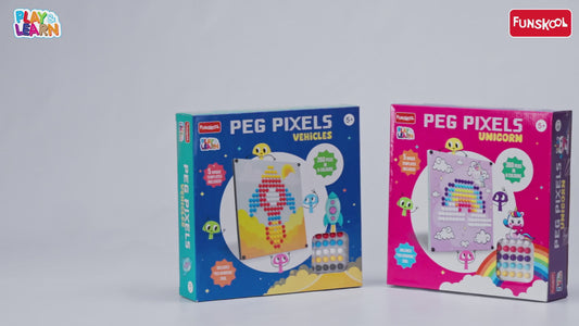 Play & Learn Funskool Peg Pixels Vehicles Jigsaw Puzzle Game for Kids, 360 Pieces in 4 Colors, Educational, Learning & Development, Fun Activity Toy for Childrens, Gift Set for Kid, Age 5+ Years