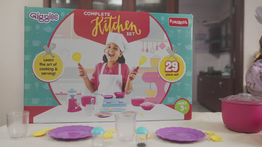 Giggles Funskool Complete Kithcen Playset, Realistic Pretend Cooking Toy for Kids, Encourages Learning & Development, Fun Activity for Babies, Gift Set for Girls, Age 3+ Years
