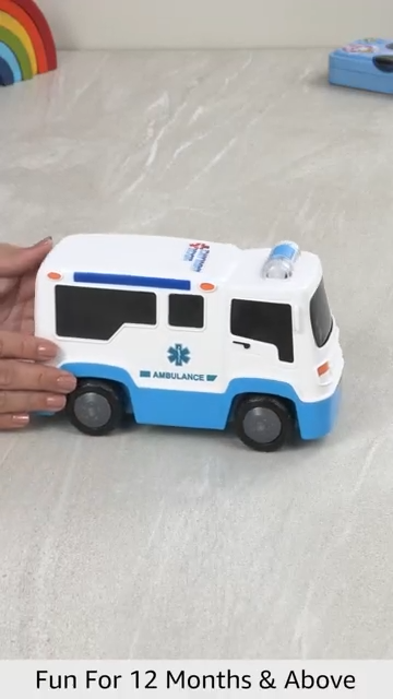Giggles Funskool, Rescue Ambulance, Multicolour Vehicle with Lights and Sounds, Develops Motor Skills, 12 Months & Above, Infant and Preschool Toys