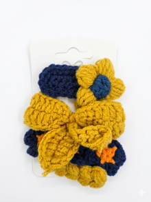 Handmade Crochet Flower Hair Scrunchie Set