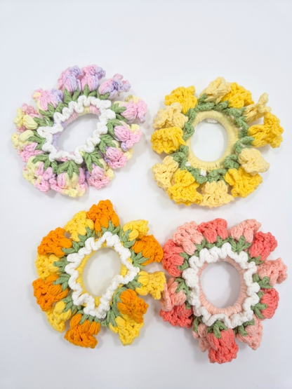 Handcrafted Crochet Flower Scrunchie Hair Band
