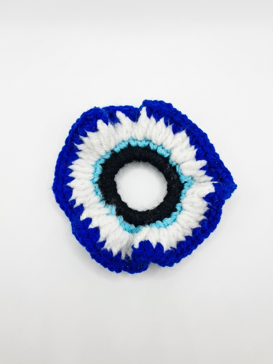 Handmade Crochet Evil Eye Scrunchie
