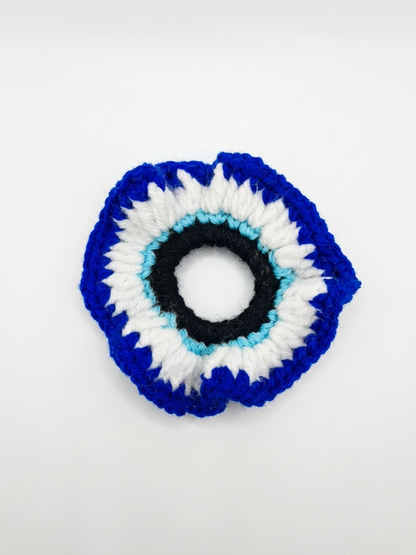 Handmade Crochet Evil Eye Scrunchie