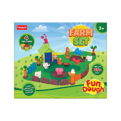 Fundough Funskool Farm House, Play Set for Kid, 4 Colorful Tubs of 50g Each (250g Total), Learning, Fun & Engaging Activity, Multicolour, Gift Set for Kids, Age 3+ Years