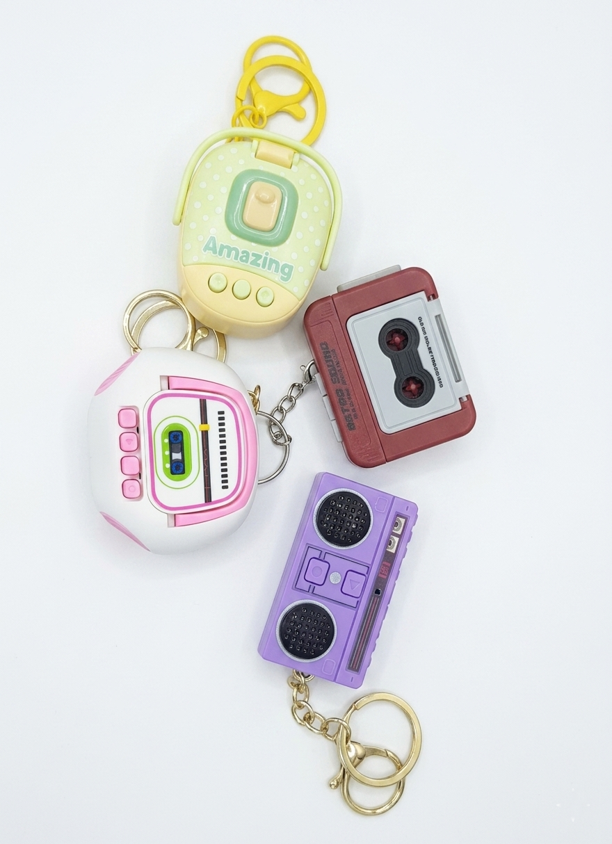Mini Retro Cassette Recorder Boombox Keychain