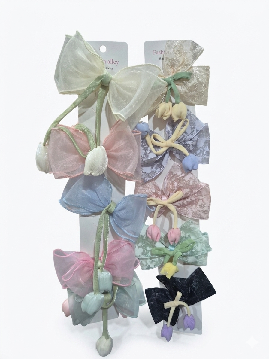 Tulip Bow Hair Clips