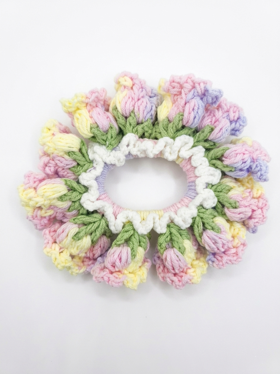 Handcrafted Crochet Flower Scrunchie Hair Band