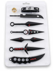 Naruto Kunai Collectible Set of 6 with Konoha Ring and Bracelet