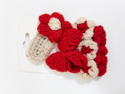 Handmade Crochet Flower Hair Scrunchie Set