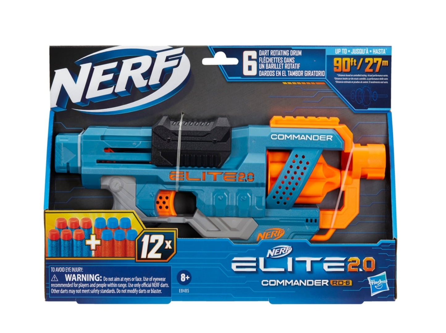 Nerf Elite 2.0 Commander Rd-6 Blaster, 12 Darts, 6-Dart Rotating Drum