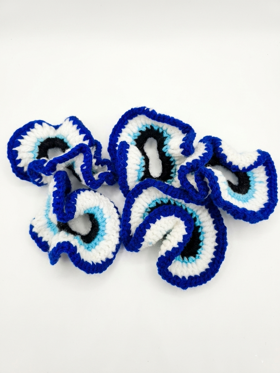 Handmade Crochet Evil Eye Scrunchie