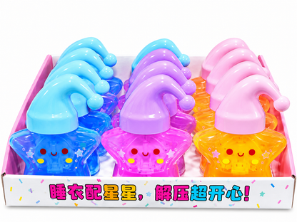 Star Wish Bottle Glitter Slime — Cute Santa Hat Cap Toy