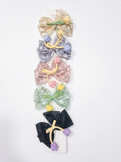 Tulip Bow Hair Clips