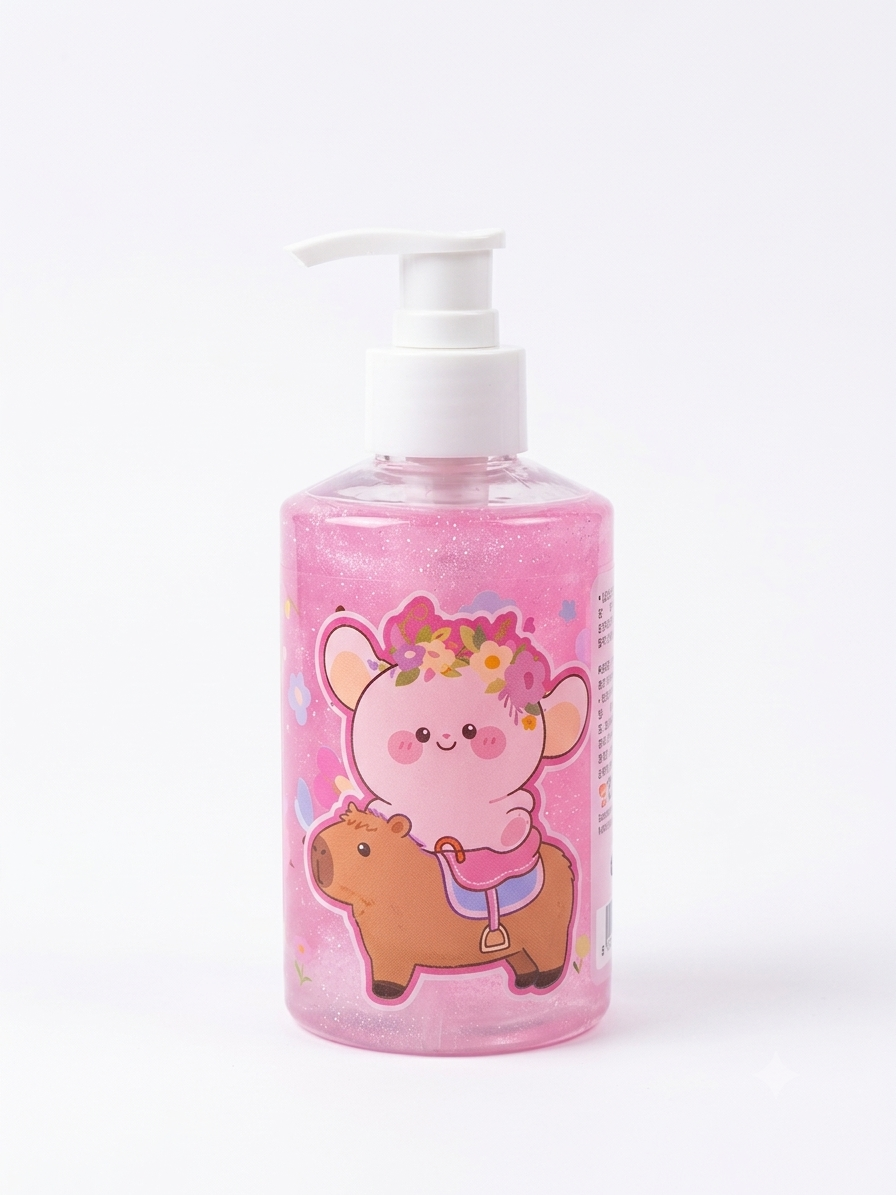 Bear and Capybara Glitter Slime Pump Bottle