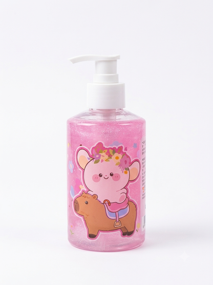 Bear and Capybara Glitter Slime Pump Bottle