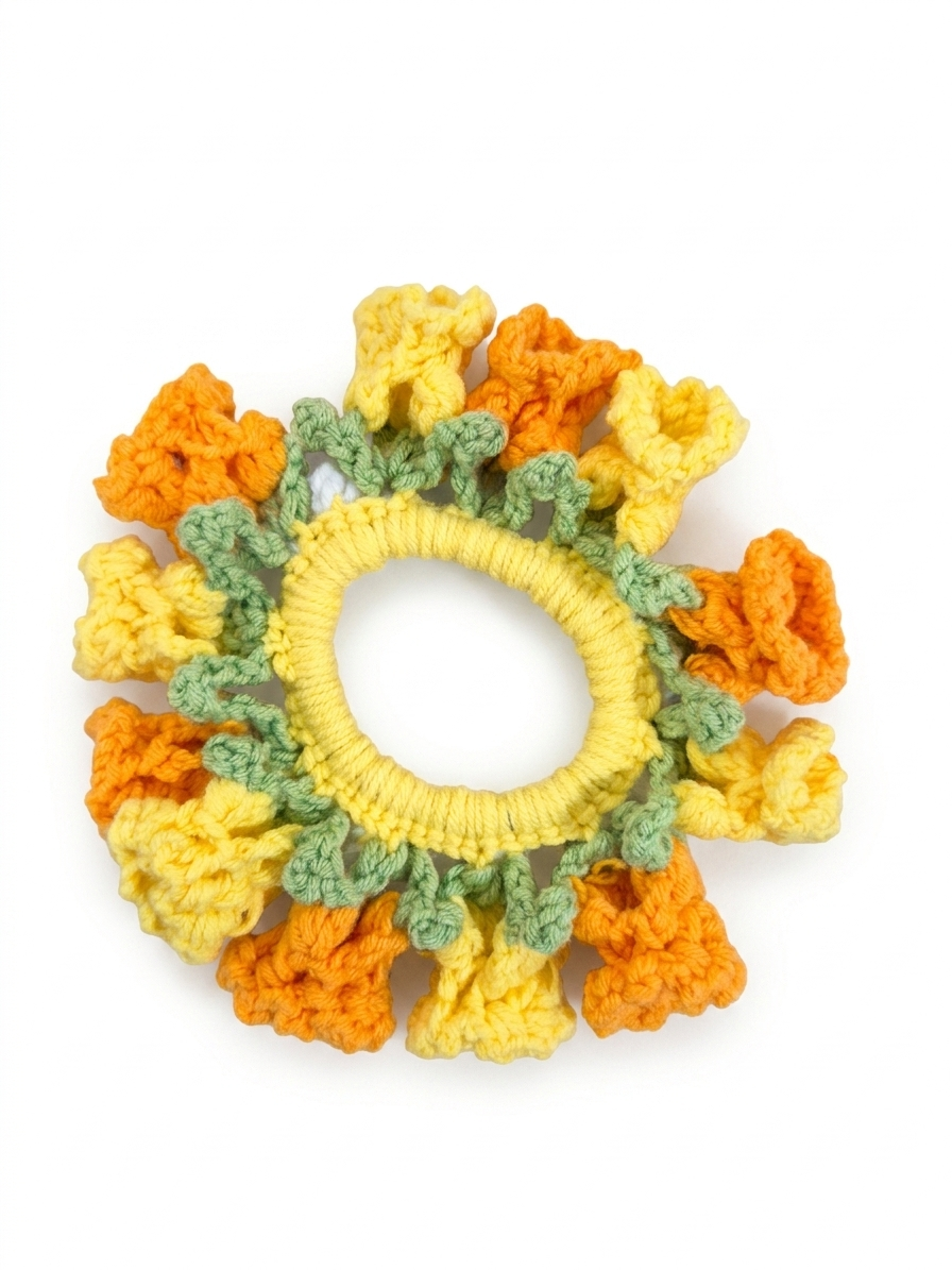 Handcrafted Crochet Flower Scrunchie Hair Band