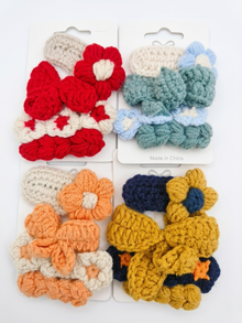 Handmade Crochet Flower Hair Scrunchie Set