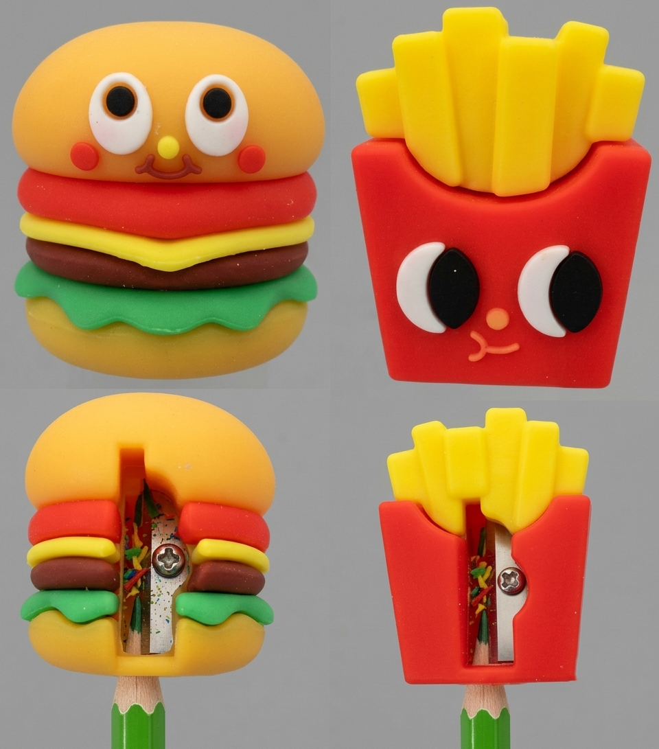 Homewell Burger and French Fries Shaped Novelty Pencil Sharpener