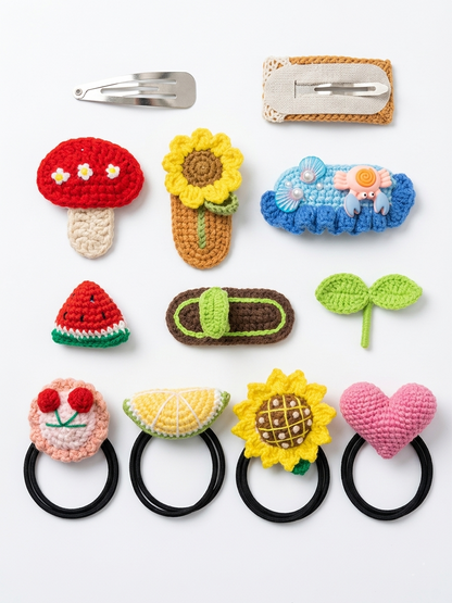 Handcrafted Crochet Nature Hair Clips and Ties