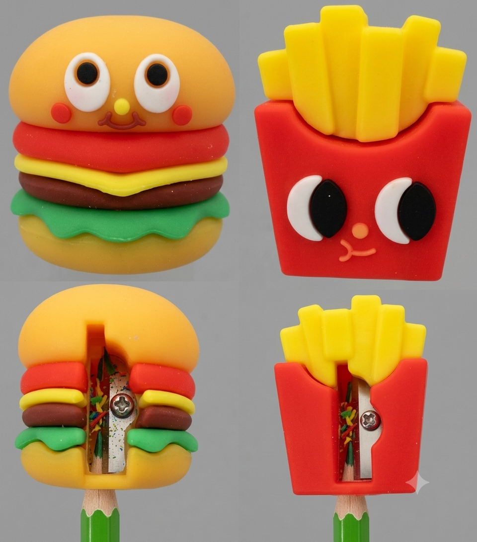Homewell Burger and French Fries Shaped Novelty Pencil Sharpener