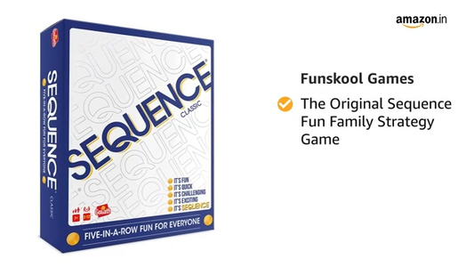 Funskool The Original Sequence, Strategy Game, Card Game, Board Game for Kids, Adults, Families, Educational, 2 to 12 Players, Family Fun, Activity Toy for Childrens, Gift Set for Kid, Ages 7+ Years