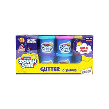 Skoodle Dough Star Glitter Gala Pack – 6 Glitter Shades, 5 Cutter Moulds, 300g