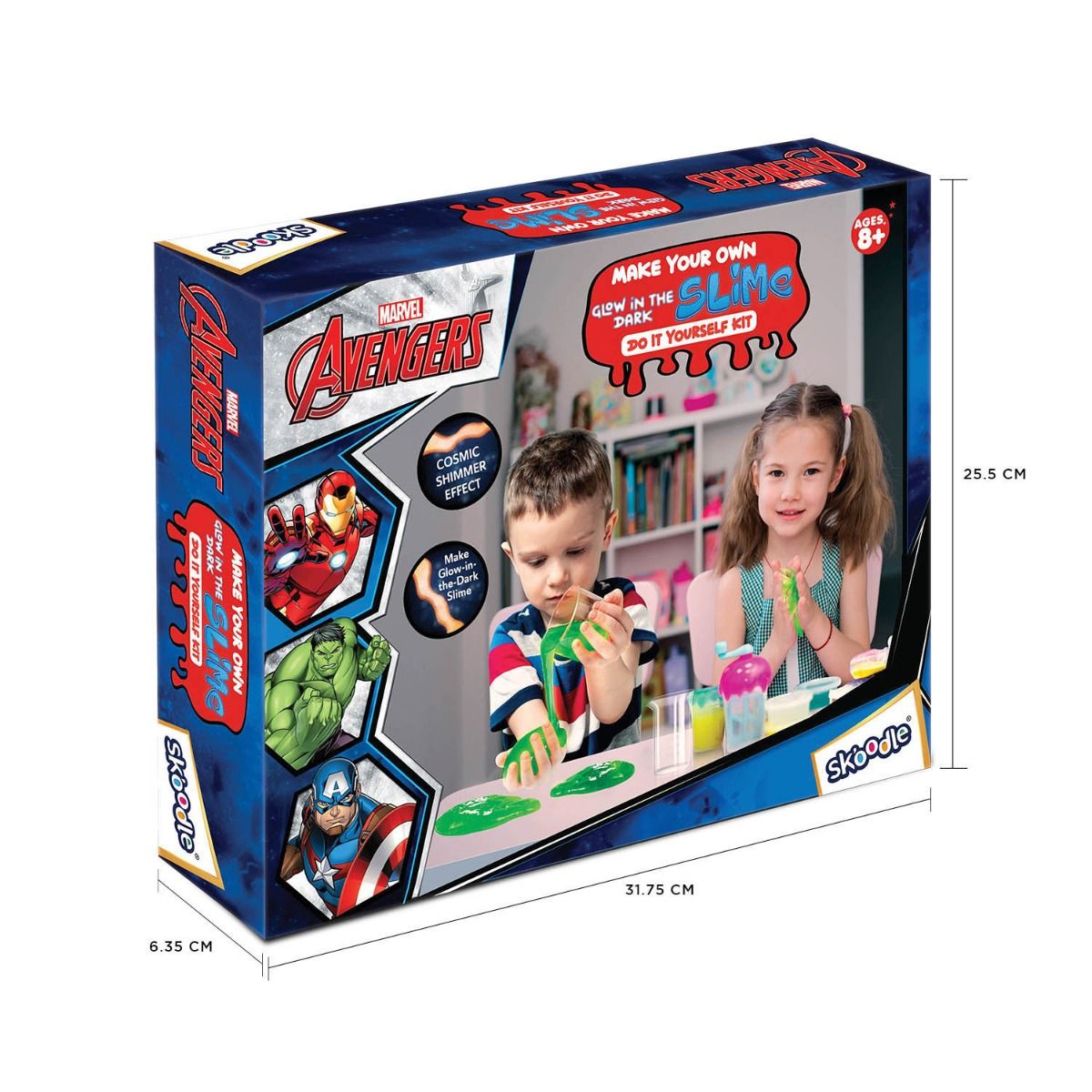 SKOODLE Avengers - Make Your Own GITD Cosmic Shimmer Slime, Educational DIY Activity Toy Kit for Ages 8+, Creative Learning Games for Growing Children
