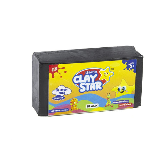 Skoodle Clay Star, Black Clay Bar (454gm), for Modelling & Sculpting, Scented Clay, Non-Toxic, for 3+ Years, Gift for Kids