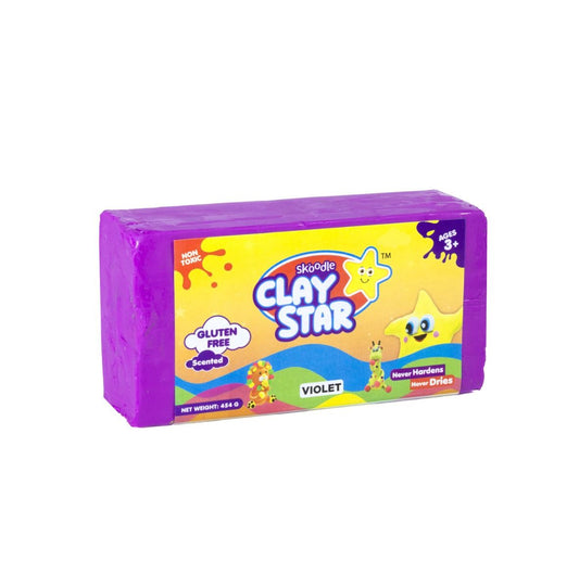 Skoodle Clay Star, Violet Bar (454gm) for Modelling & Sculpting, Scented Non-Toxic Clay for 3+ Years, Gift for Kids