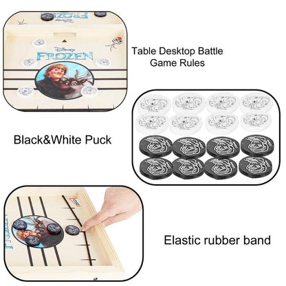 Skoodle Sling Puck Game Board String Hockey Toy (Frozen) Portable Table Interactive Board Game for Kids & Adults, Desktop Board Game for All Age Group