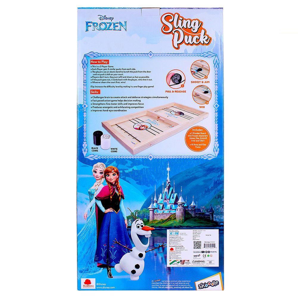 Skoodle Sling Puck Game Board String Hockey Toy (Frozen) Portable Table Interactive Board Game for Kids & Adults, Desktop Board Game for All Age Group