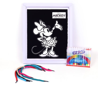 Disney Junior Mickey Silhouette Art with Strings, Colouring Charts with Sketch Pens, Set of Sketch Pens, Birthday Gift for 3+