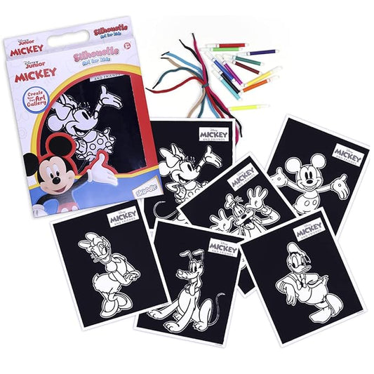 Disney Junior Mickey Silhouette Art with Strings, Colouring Charts with Sketch Pens, Set of Sketch Pens, Birthday Gift for 3+