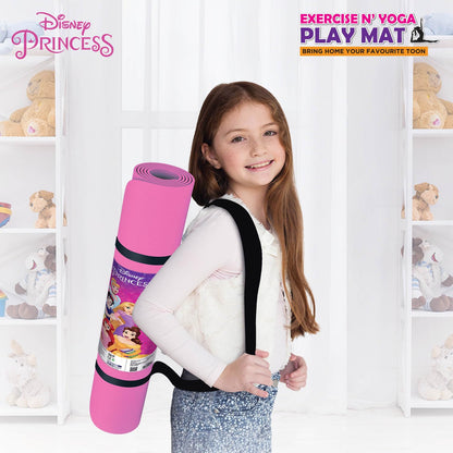 SKOODLE Disney Princess Kids Yoga Mat Anti-Skid, Washable & Non-Toxic Durable & Portable (22x58) inches Travel Friendly Carrying Strap Varied Colors Ages 3+