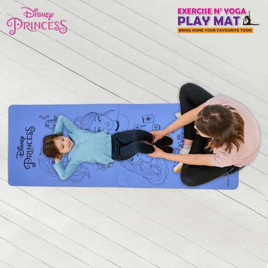 SKOODLE Disney Princess Kids Yoga Mat Anti-Skid, Washable & Non-Toxic Durable & Portable (22x58) inches Travel Friendly Carrying Strap Varied Colors Ages 3+