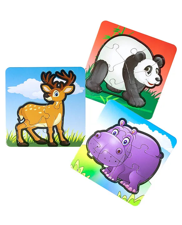 Skoodle Quest Wild Animal Puzzle Set of 3 - 15 pieces