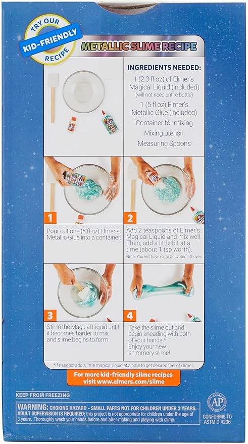ELMER'S Slime Supplies Kit, Include Metallic Glue, Magical Liquid Slime Activator, 4 Piece Kit