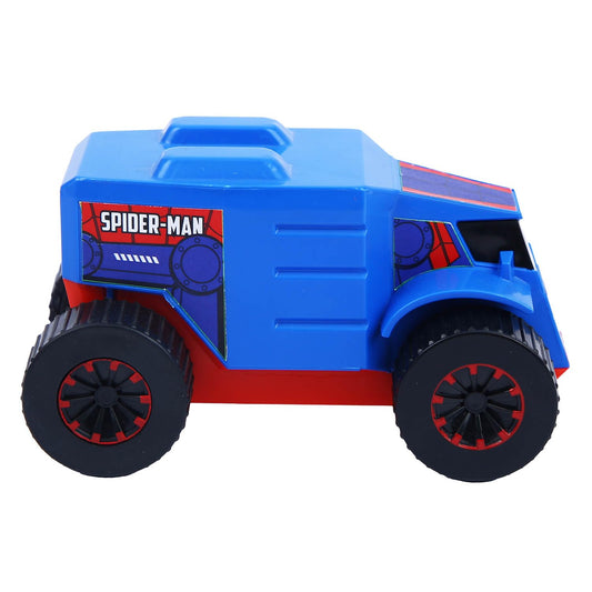 SKOODLE Kid Marvel Pull-Back Monster Truck - Spiderman Edition, Marvel Inspired Toy Bikes with Sturdy and Long-Lasting Construction, Enhances Motor Skills and Fun Vehicle Toy for Gifting - Blue & Red
