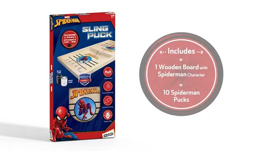 Skoodle Avengers Sling Puck Game Board String Hockey Toy (Spider Man) Portable Table Interactive Board Game for Kids & Adults, Desktop Board Game for All Age Group