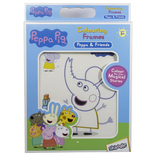 Skoodle Peppa & Friends Colouring Frames for Kids - DIY, Fun Filled Colouring/Painting Sheets, Specially Crafted to Enhance Play & Colouring Experience (6 Sheets + 12 Color Sticks + 6 Strings)