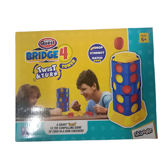 Skoodle Quest Bridge 4 Twist & Turn Tower Board Game Strike 4 Stacking Game for Kids & Adults Drop Connect & Match Puzzle 2 Player Toys for Kids Fun Family Game Age 6+