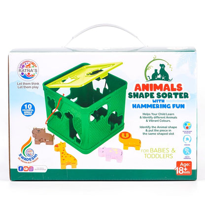 Ratna's Animals Shape Sorter with Hammering Fun Learning & Educational Toys for Babies & Toddlers