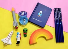 Space Writing Stationery Set Pencils, Erasers, Sharpener, Notebook and More
