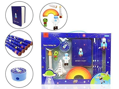 Space Writing Stationery Set Pencils, Erasers, Sharpener, Notebook and More