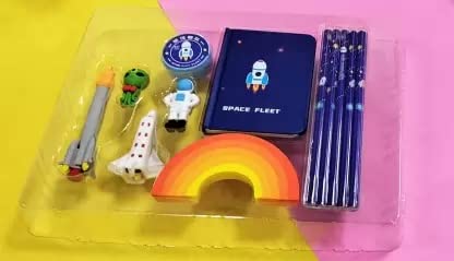 Space Writing Stationery Set Pencils, Erasers, Sharpener, Notebook and More