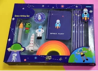 Space Writing Stationery Set Pencils, Erasers, Sharpener, Notebook and More
