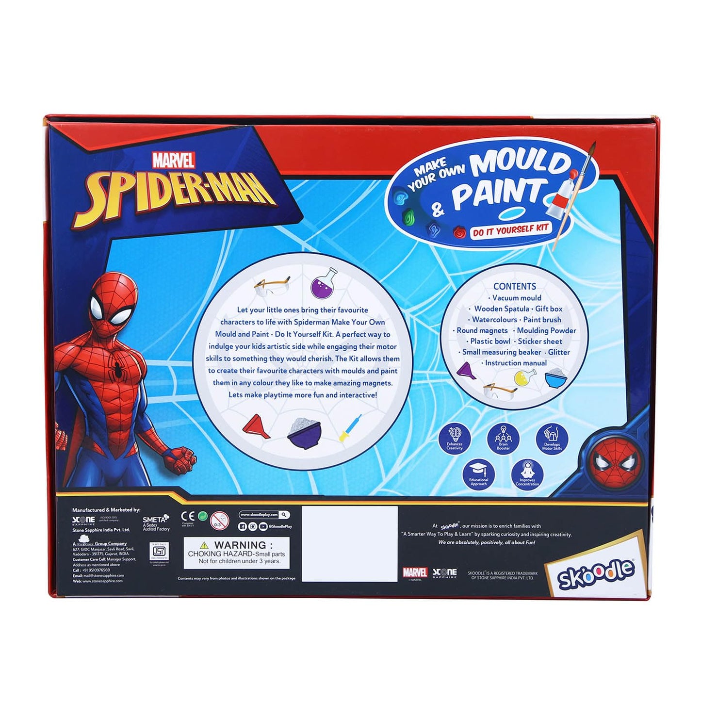 Skoodle Spiderman Creative Kids Art and Craft Kit - Fridge Magnet Making DIY Toy for Ages 8 Years & Above, Fun Kids Activity - Includes Moulds and Paints for Endless Crafting Adventures