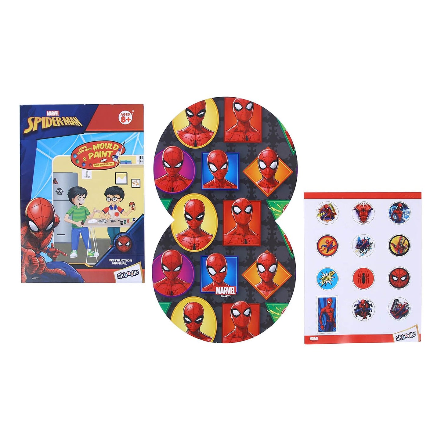 Skoodle Spiderman Creative Kids Art and Craft Kit - Fridge Magnet Making DIY Toy for Ages 8 Years & Above, Fun Kids Activity - Includes Moulds and Paints for Endless Crafting Adventures