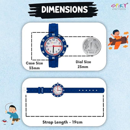 SPIKY Round Stylish Analog Watch for Kids | Rotating Bezel, Separate Minutes Display | 30M Water Resistant | Textured & Soft Silicone Strap | Best Birthday Gift Wrist Watches for Boys & Girls | Age 2-12 yrs