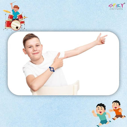 SPIKY Round Stylish Analog Watch for Kids | Rotating Bezel, Separate Minutes Display | 30M Water Resistant | Textured & Soft Silicone Strap | Best Birthday Gift Wrist Watches for Boys & Girls | Age 2-12 yrs
